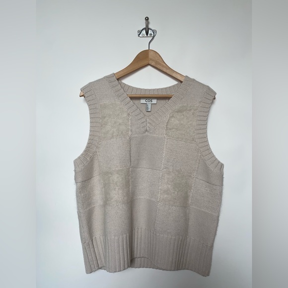 COS Wool Mohair Textured Checker Patch Sweater Vest - Picture 2 of 9